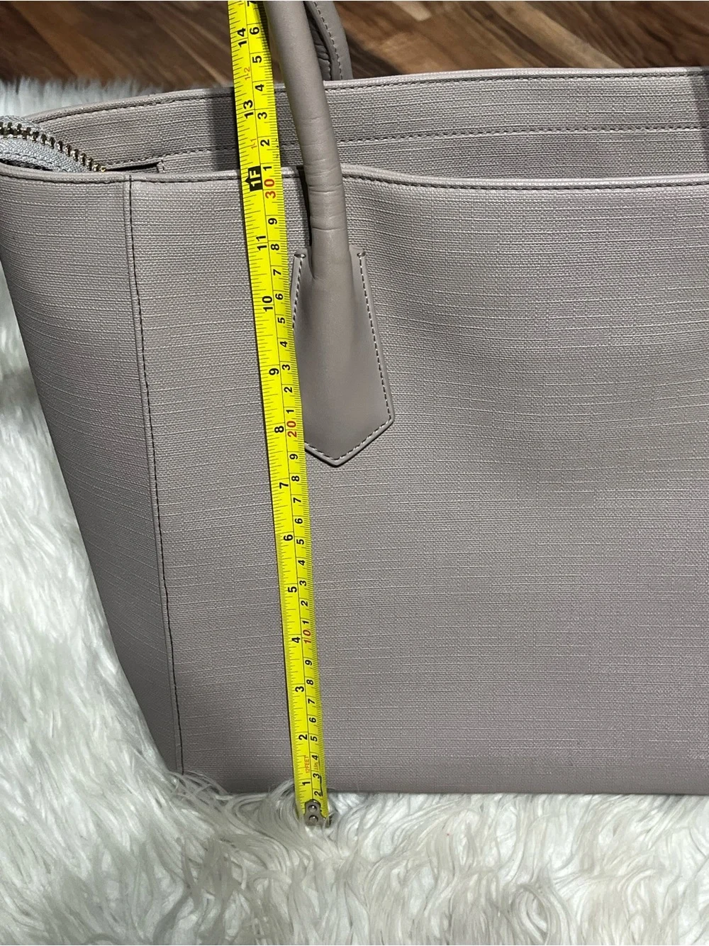 DAGNE DOVER Signature Legend Coated Canvas Large Laptop Tote Bag Gray / Taupe